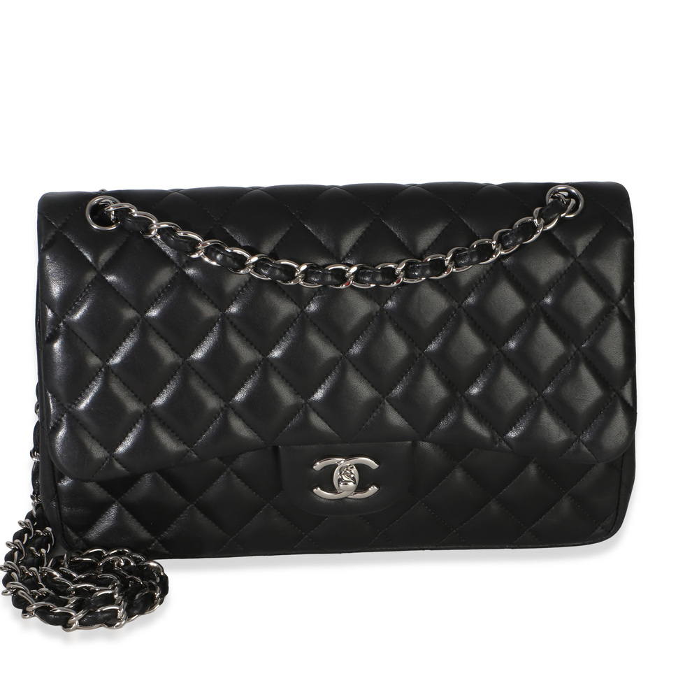 Chanel Black Quilted Lambskin Jumbo Double Flap Bag